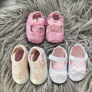 Nike Baby Shoe Trio in Pink, Cream, and White